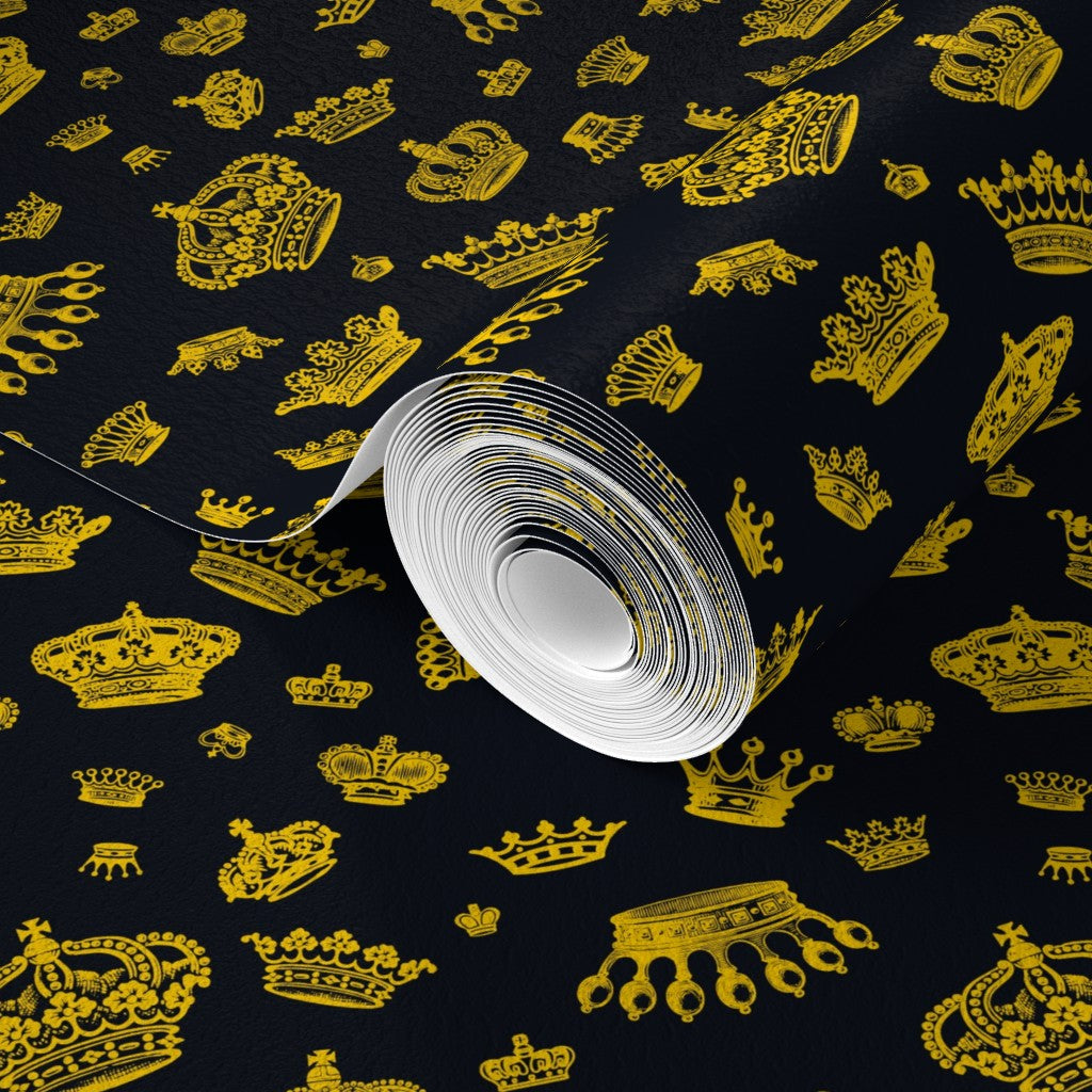 Royal Crowns (Yellow + Black) Wallpaper