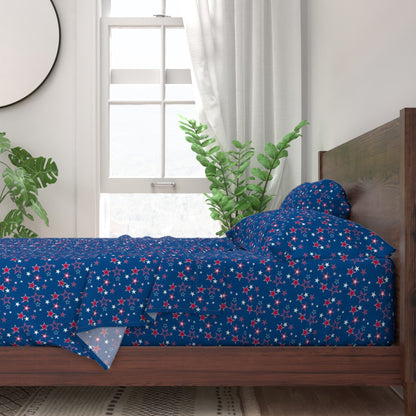 Americana Stars on Blue: Bed Sheet Set