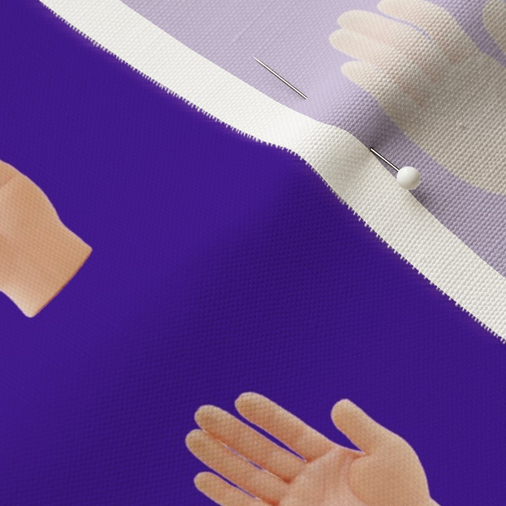 Hands (Purple) Linen Cotton Canvas Printed Fabric by Studio Ten Design