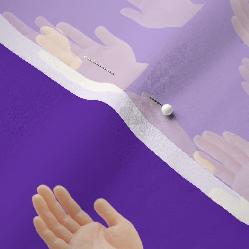 Hands (Purple) Chiffon Printed Fabric by Studio Ten Design