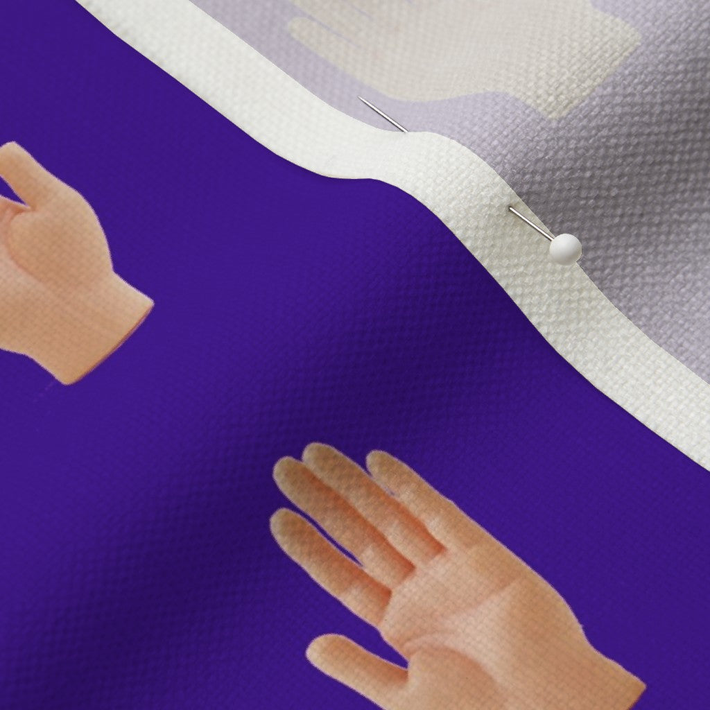 Hands (Purple) Performance Linen Printed Fabric by Studio Ten Design