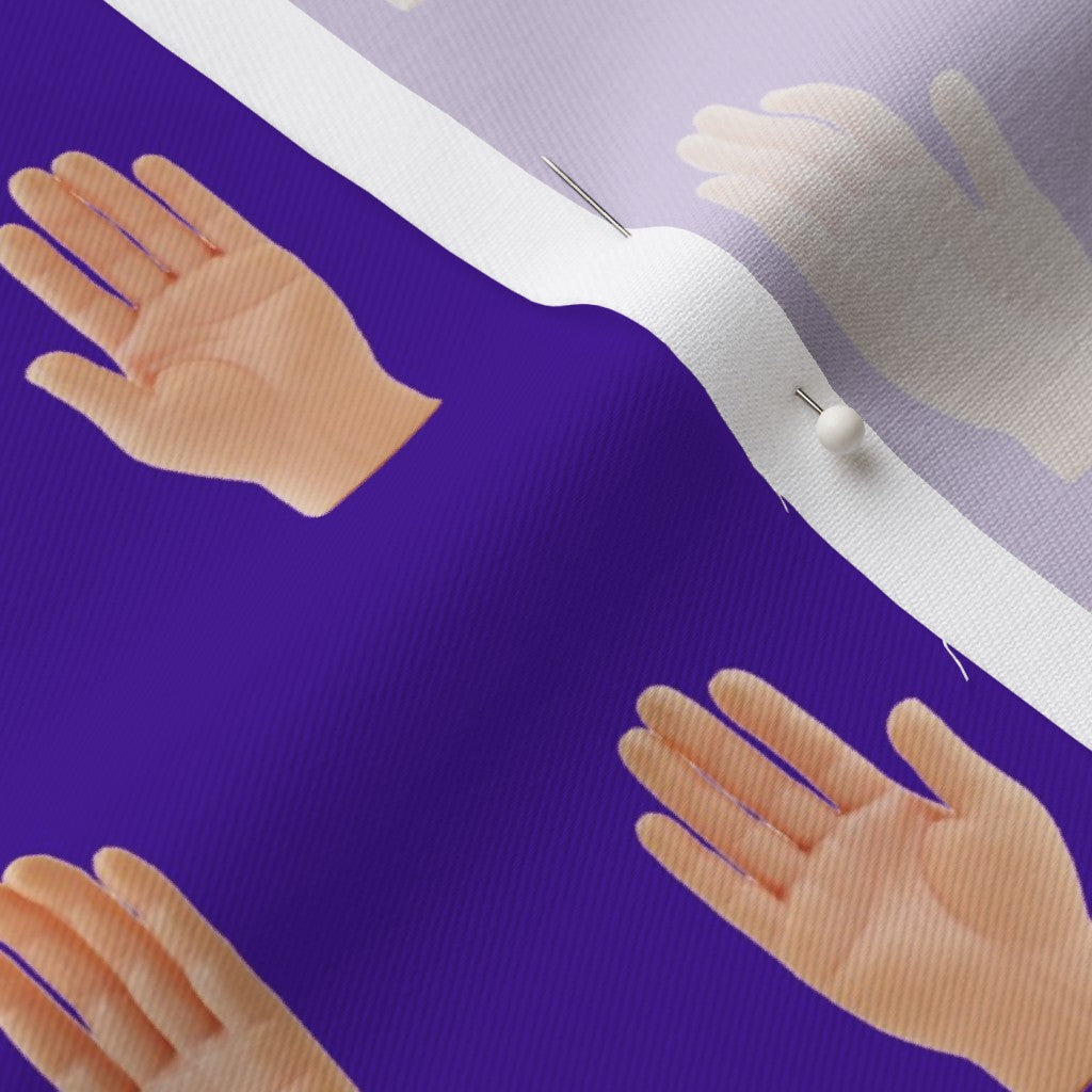 Hands (Purple) Lightweight Cotton Twill Printed Fabric by Studio Ten Design