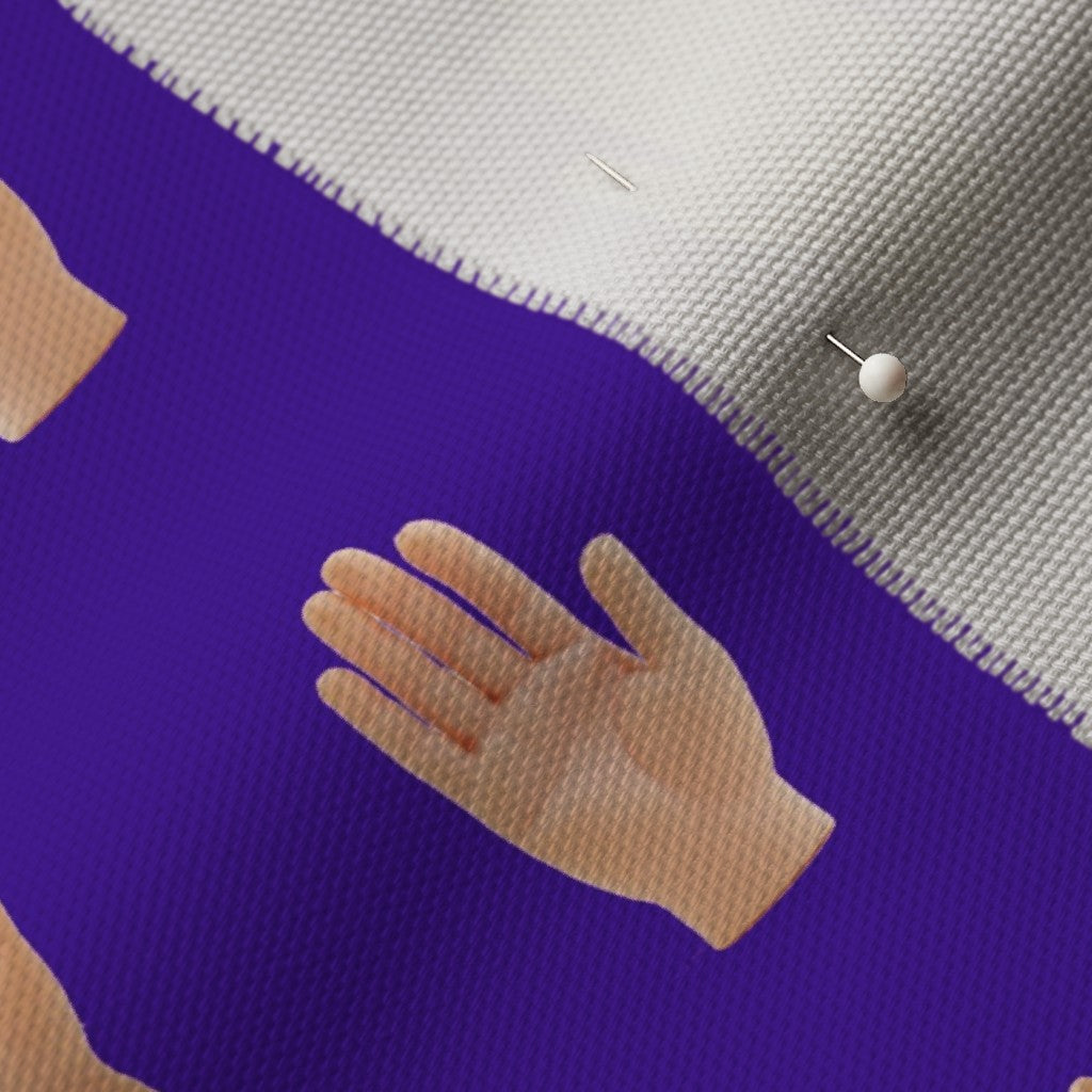 Hands (Purple) Cypress Cotton Canvas Printed Fabric by Studio Ten Design