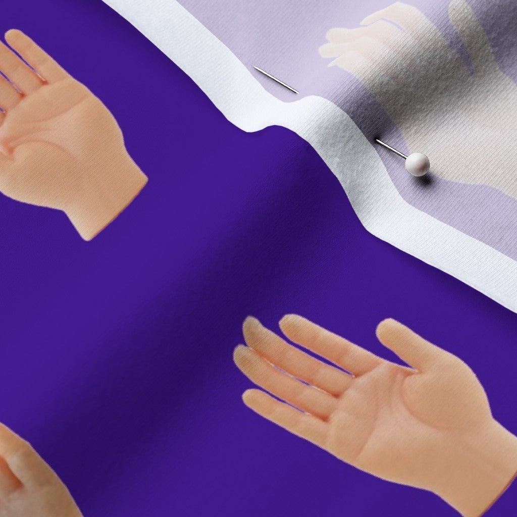 Hands (Purple) Cotton Spandex Jersey Printed Fabric by Studio Ten Design