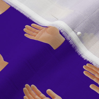 Hands (Purple) Organic Sweet Pea Gauze Printed Fabric by Studio Ten Design