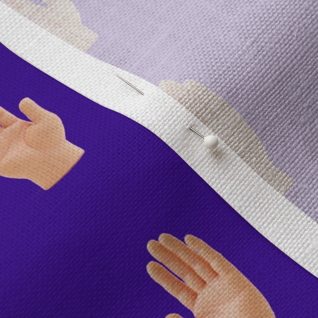 Hands (Purple) Belgian Linen™ Printed Fabric by Studio Ten Design