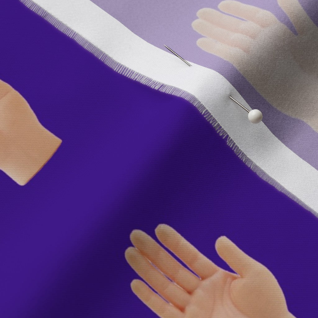 Hands (Purple) Organic Cotton Sateen Printed Fabric by Studio Ten Design