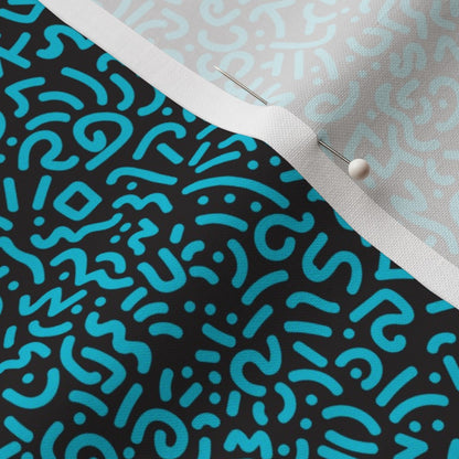 Doodle Aqua+Black Petal Signature Cotton Printed Fabric by Studio Ten Design