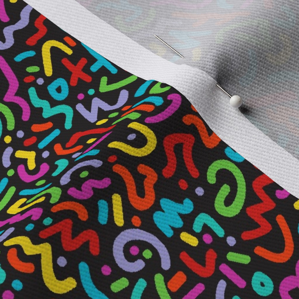 Doodle Multicolor+Black Dogwood Denim Printed Fabric by Studio Ten Design