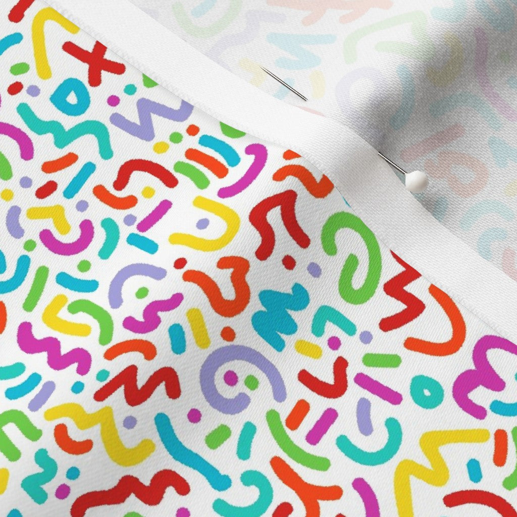 Doodle Multicolor+White Longleaf Sateen Grand Printed Fabric by Studio Ten Design
