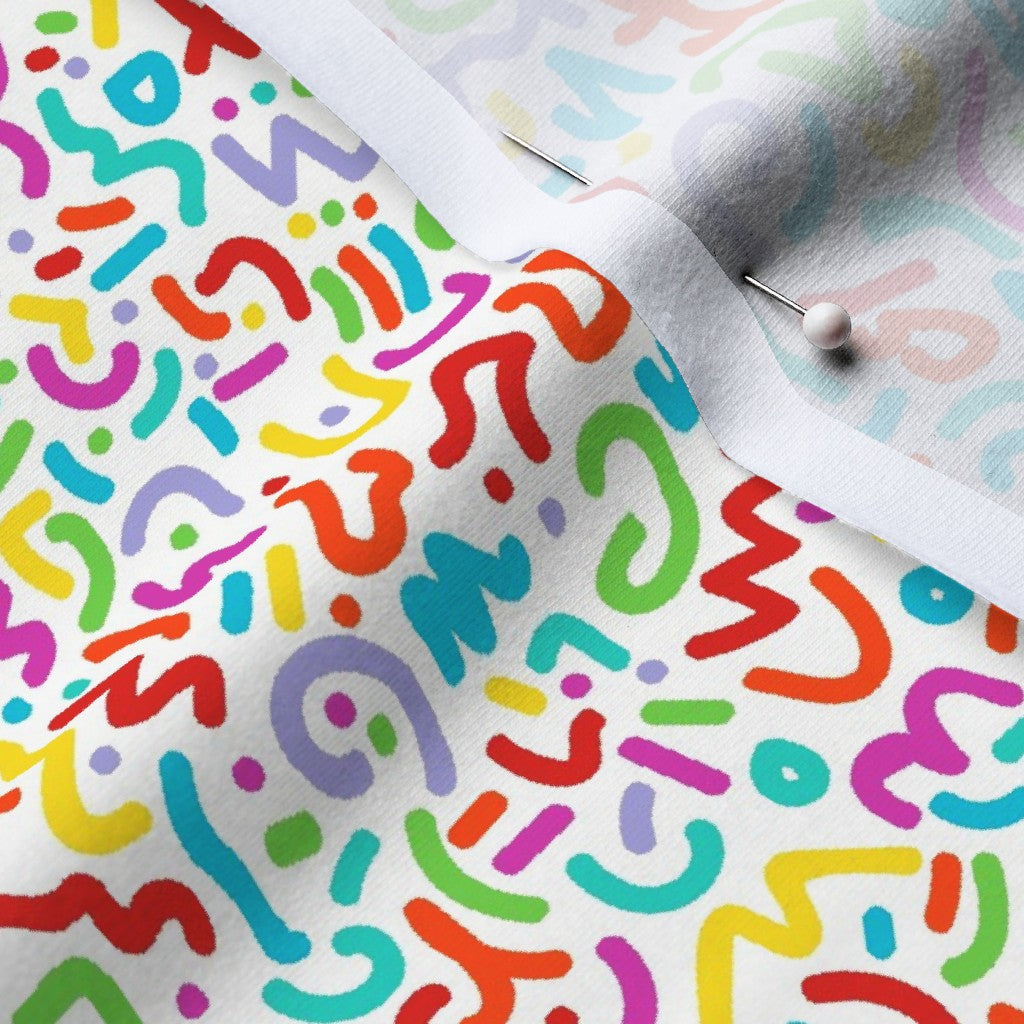 Doodle Multicolor+White Cotton Spandex Jersey Printed Fabric by Studio Ten Design