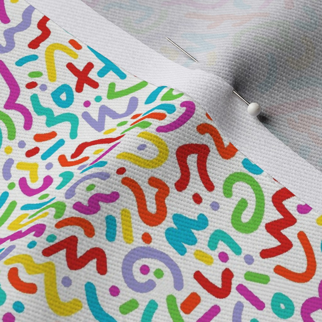 Doodle Multicolor+White Dogwood Denim Printed Fabric by Studio Ten Design