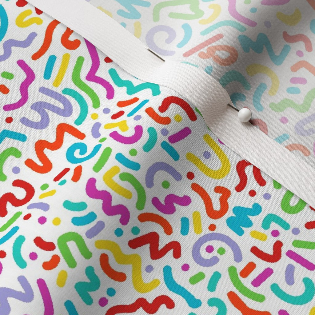 Doodle Multicolor+White Cotton Poplin Printed Fabric by Studio Ten Design