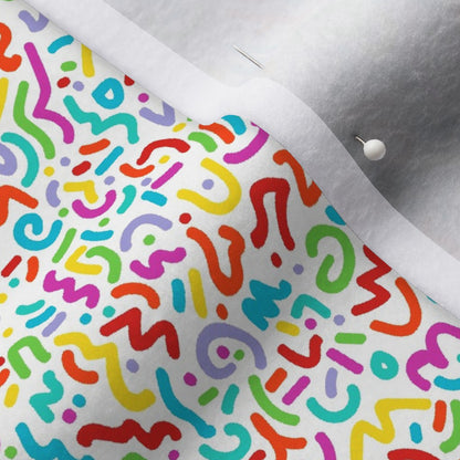 Doodle Multicolor+White Polartec® Fleece Printed Fabric by Studio Ten Design