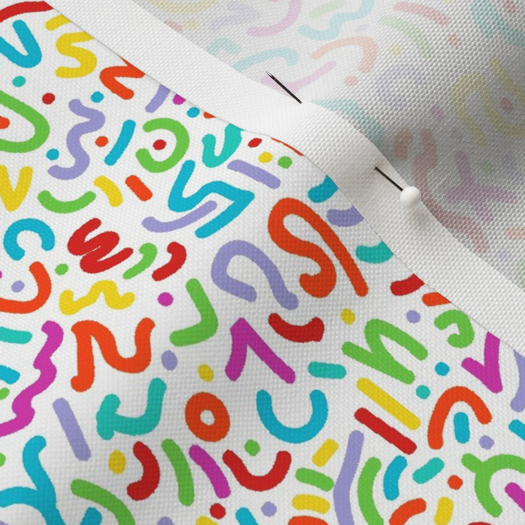 Doodle Multicolor+White Recycled Canvas Printed Fabric by Studio Ten Design