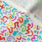 Doodle Multicolor+White Linen Cotton Canvas Printed Fabric by Studio Ten Design