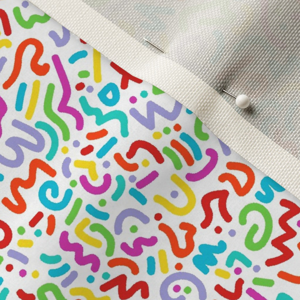 Doodle Multicolor+White Celosia Velvet Printed Fabric by Studio Ten Design