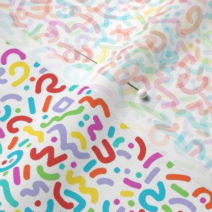 Doodle Multicolor+White Chiffon Printed Fabric by Studio Ten Design