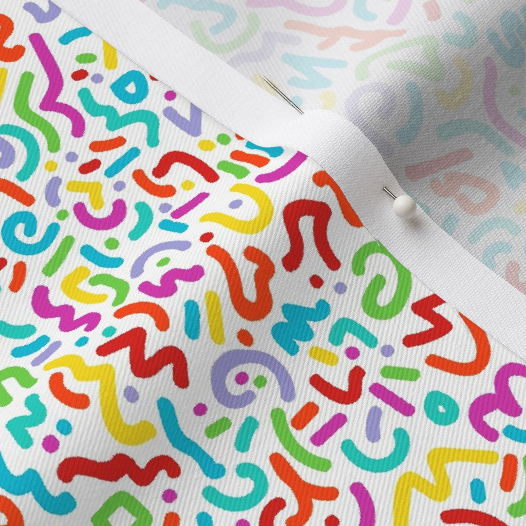 Doodle Multicolor+White Lightweight Cotton Twill Printed Fabric by Studio Ten Design