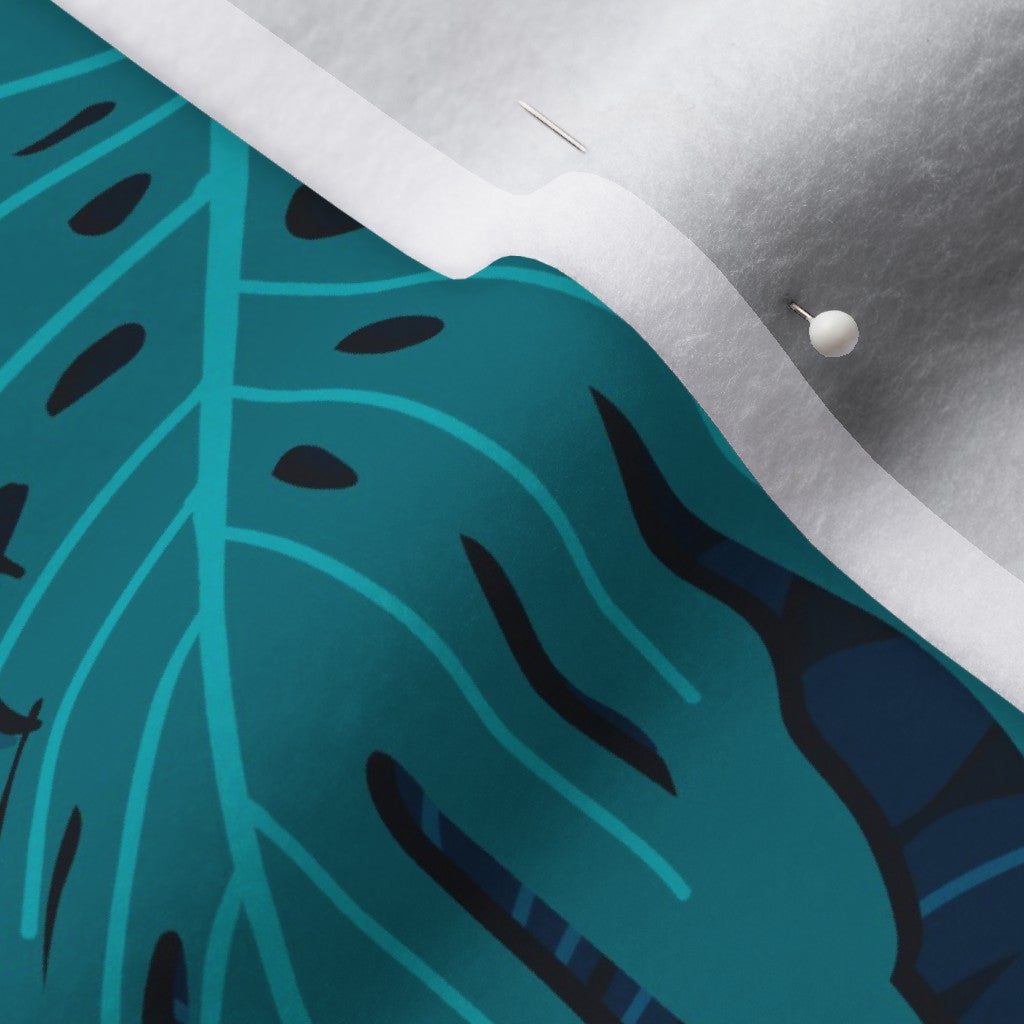 Monstera Madness Night Mood Polartec® Fleece Printed Fabric by Studio Ten Design