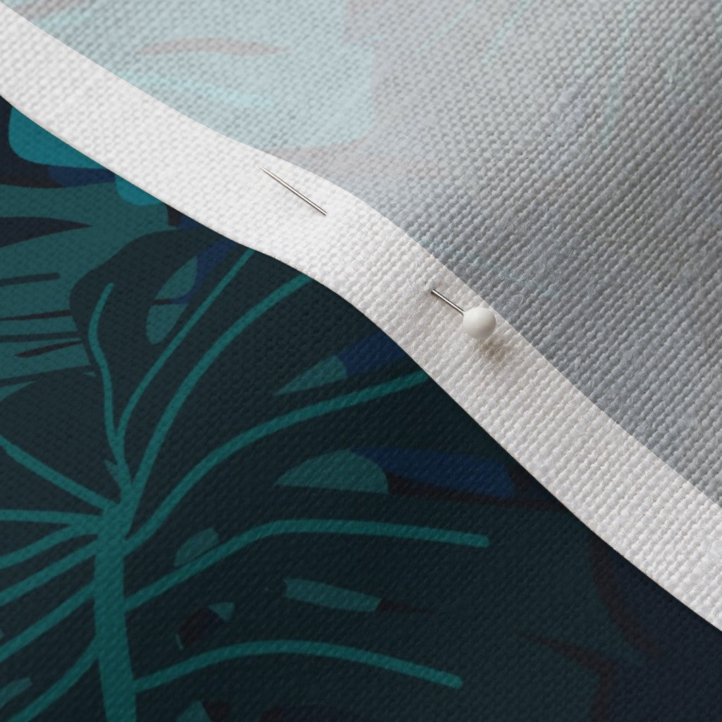 Monstera Madness Night Mood Belgian Linen™ Printed Fabric by Studio Ten Design