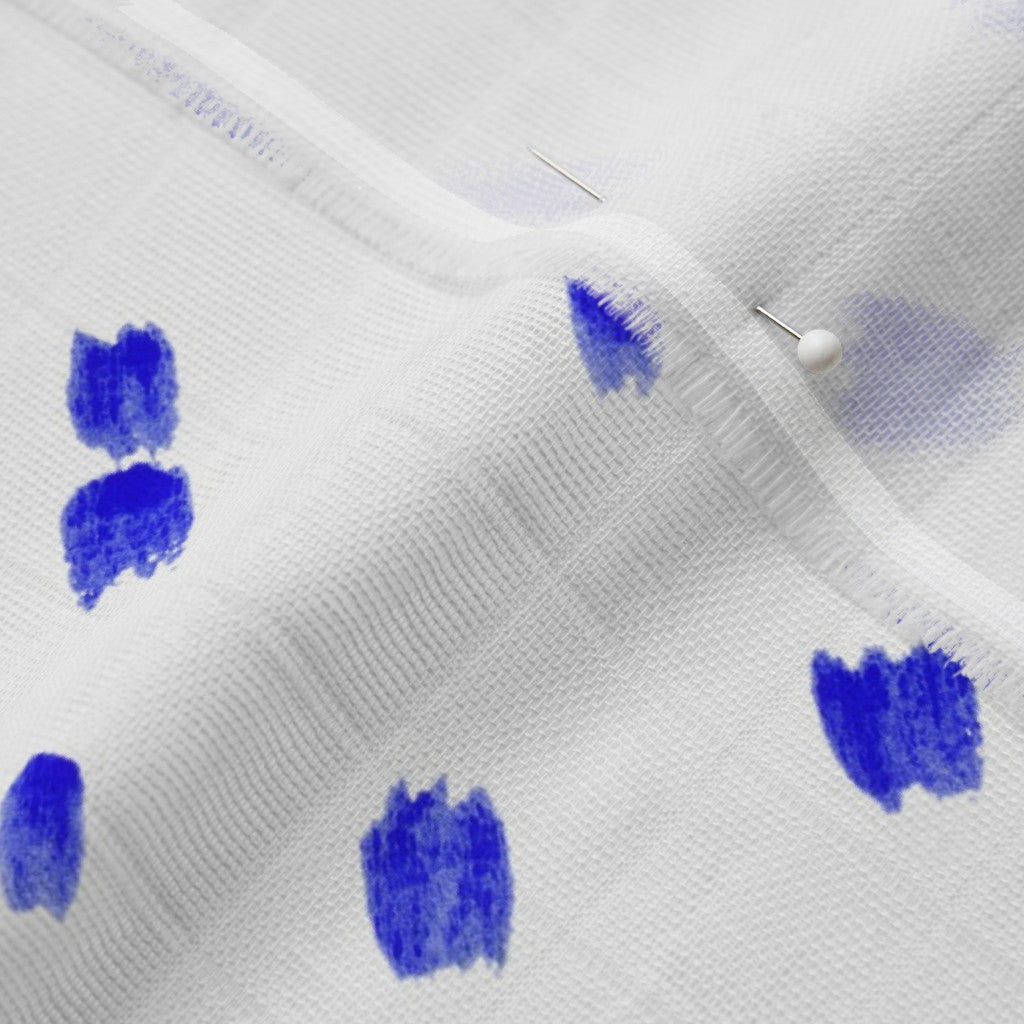 Alma Blue (Bias) Organic Sweet Pea Gauze Printed Fabric by Studio Ten Design