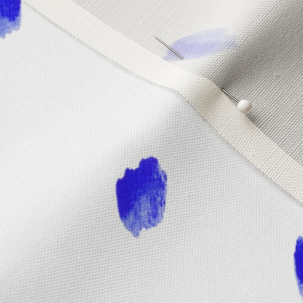 Alma Blue (Bias) Linen Cotton Canvas Printed Fabric by Studio Ten Design