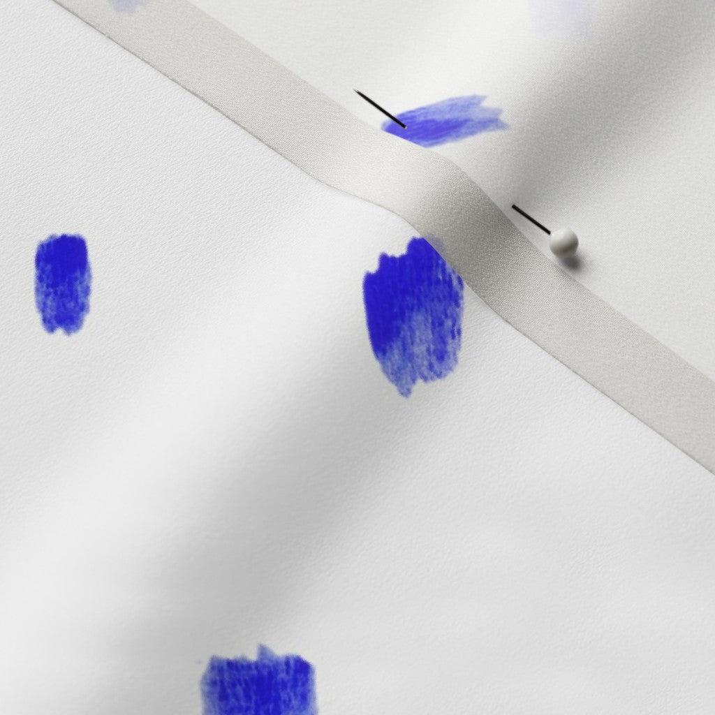 Alma Blue (Bias) Poly Crepe de Chine Printed Fabric by Studio Ten Design