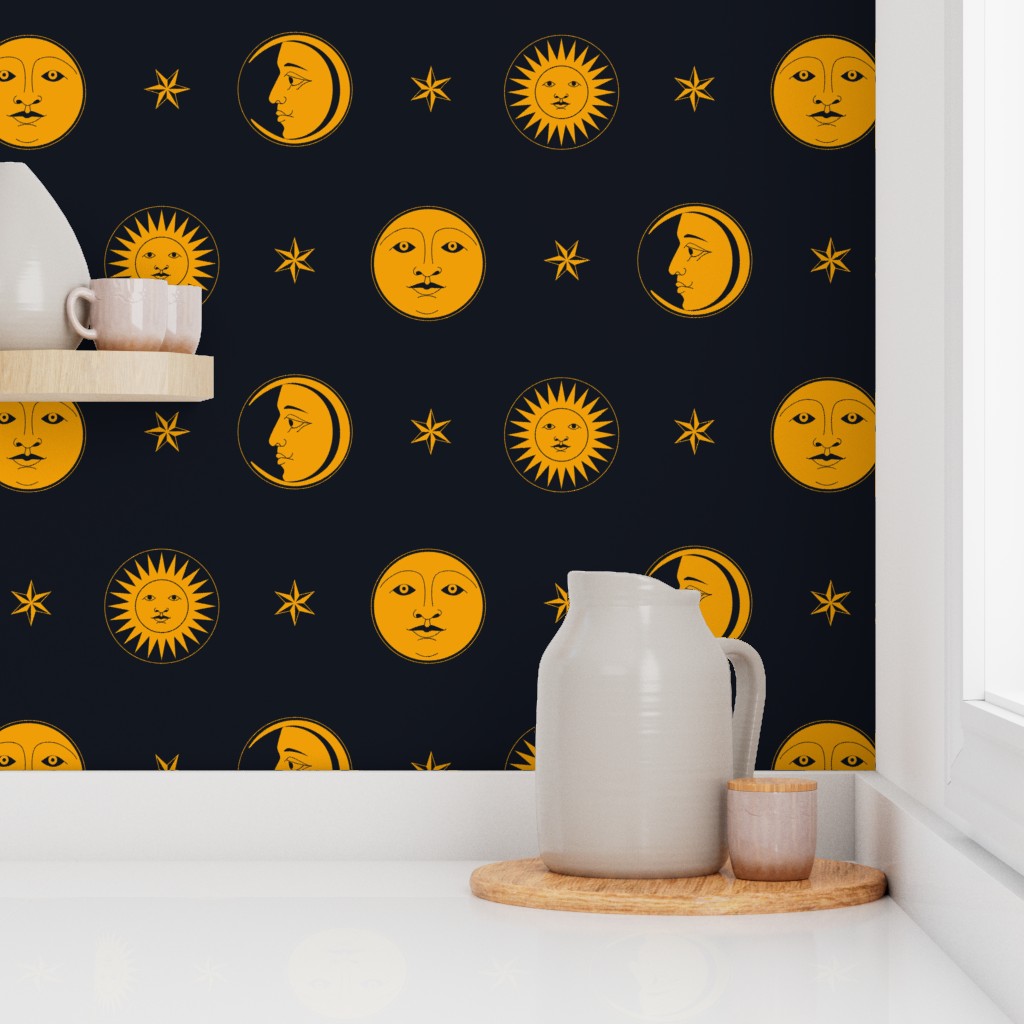 Astrology (Marigold on Black) Wallpaper