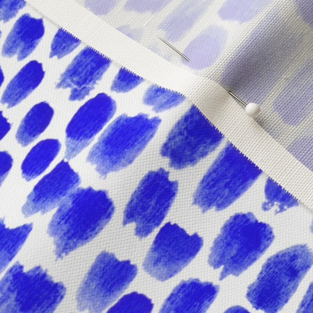 Alma Blue Linen Cotton Canvas Printed Fabric by Studio Ten Design