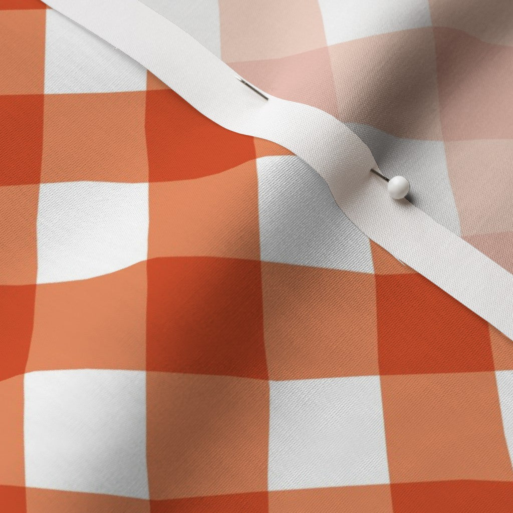 Gingham Style Peach Large Bias Cotton Poplin Printed Fabric by Studio Ten Design