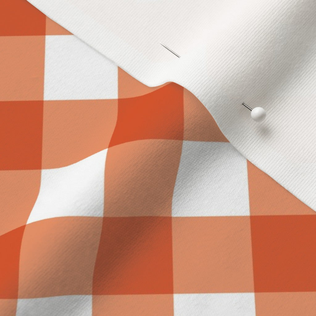 Gingham Style Peach Large Bias Organic Cotton Knit Printed Fabric by Studio Ten Design