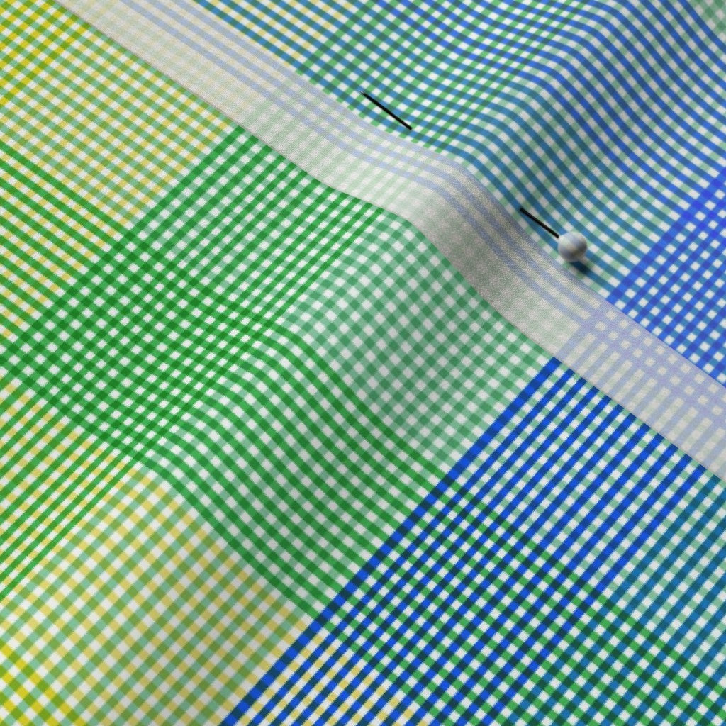 Madras Mania Rainbow Straight Poly Crepe de Chine Printed Fabric by Studio Ten Design