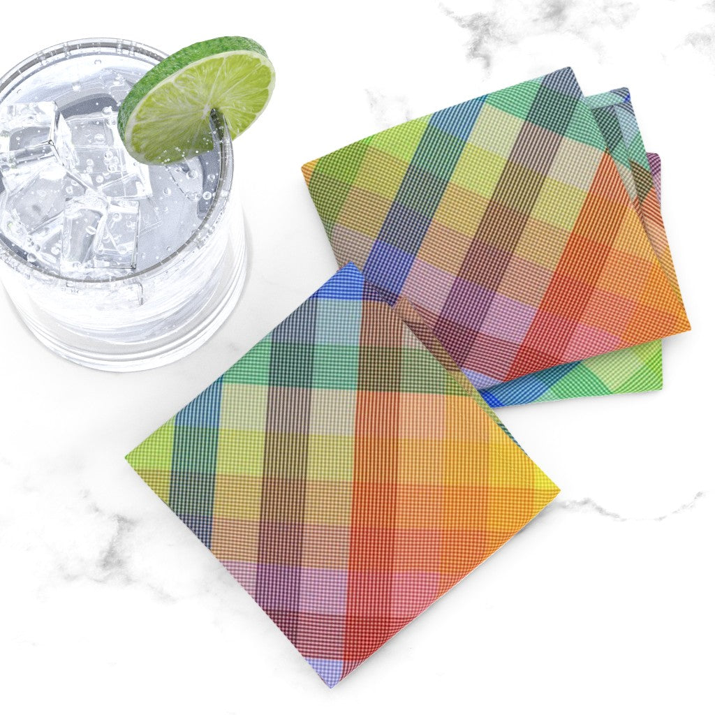 Rainbow Madras (Bias): Cloth Cocktail Napkins