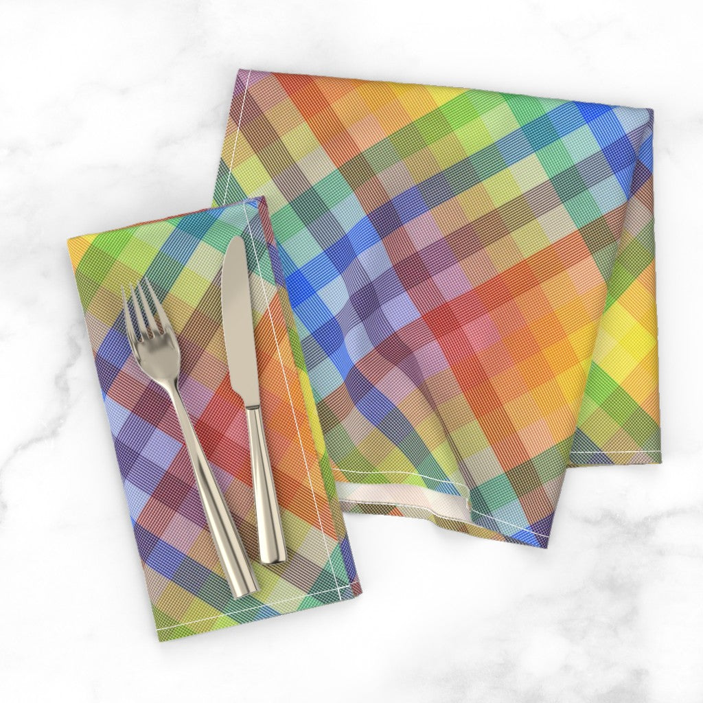 Rainbow Madras (Bias): Cloth Dinner Napkins