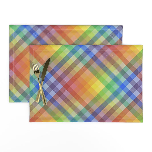 Rainbow Madras (Bias): Manteles individuales de tela
