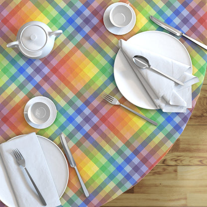 Rainbow Madras (Bias): Round Tablecloths