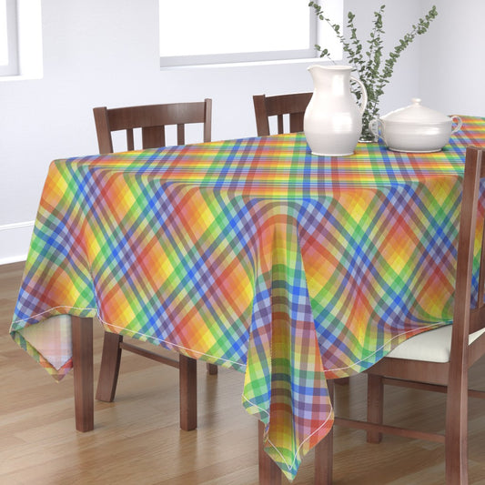 Rainbow Madras (Bias): Square or Rectangular Tablecloth