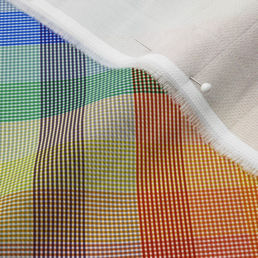Madras Mania Rainbow Bias Organic Sweet Pea Gauze Printed Fabric by Studio Ten Design