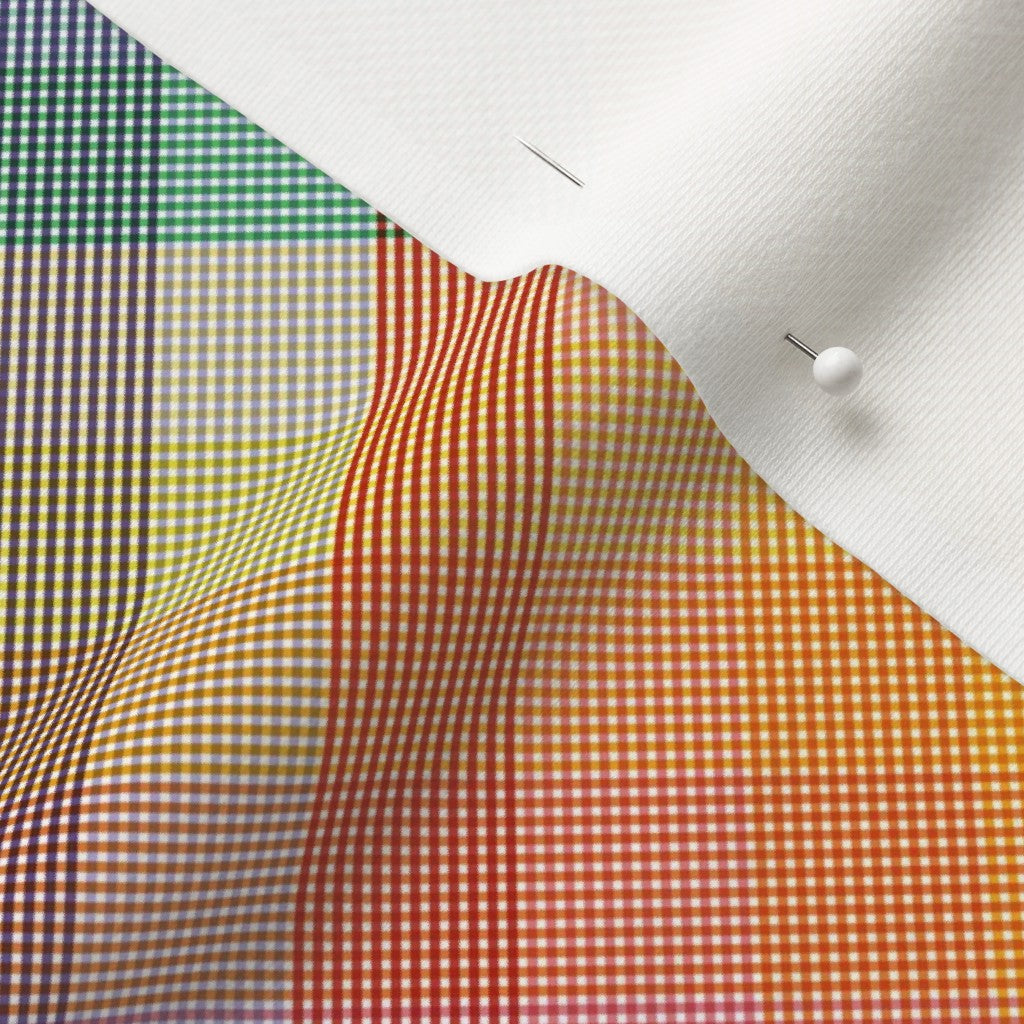 Madras Mania Rainbow Bias Organic Cotton Knit Printed Fabric by Studio Ten Design