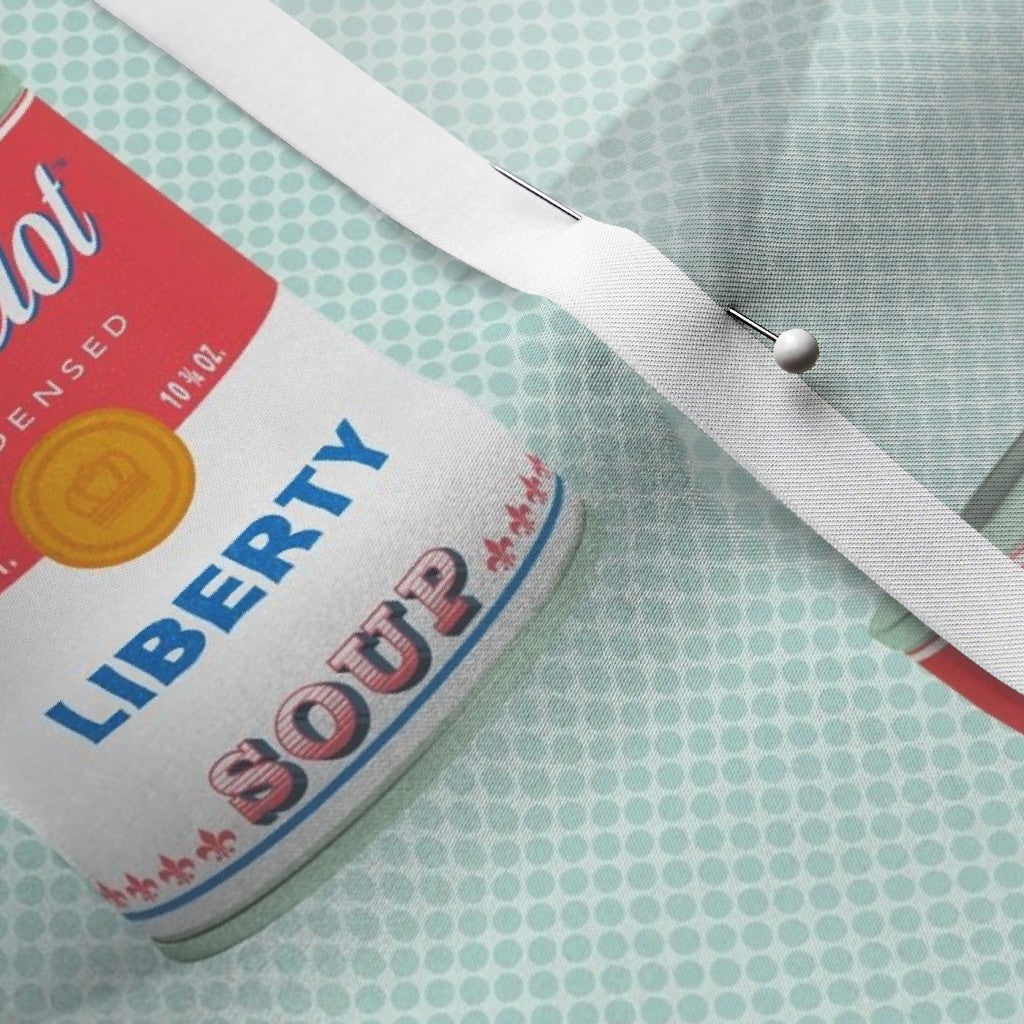 Liberty Soup Cans Satin Printed Fabric by Studio Ten Design