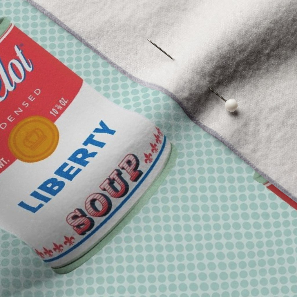 Liberty Soup Cans Performance Velvet Printed Fabric by Studio Ten Design