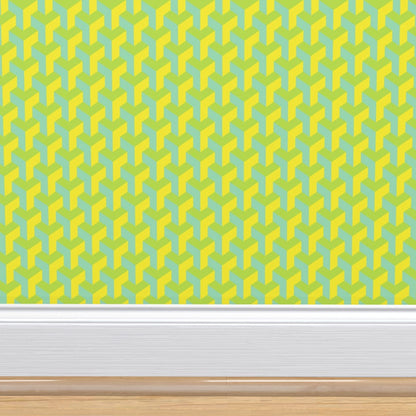Geometric: Jade, Lime, Lemon Lime Wallpaper