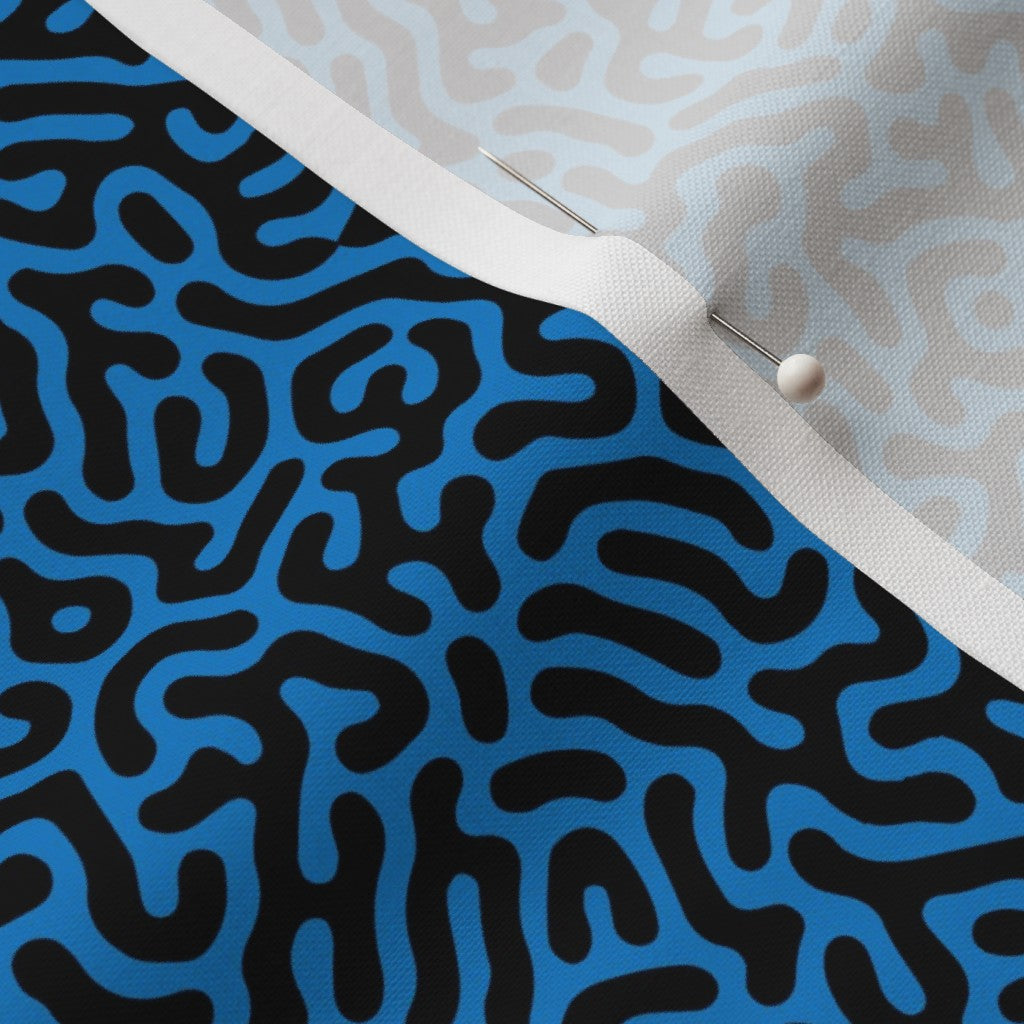 Turing Pattern I: Black + Bluebell Printed Fabric by Studio Ten Design