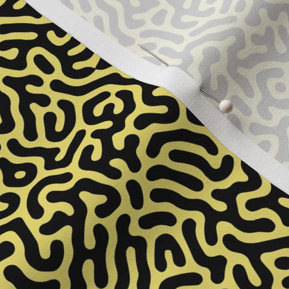 Turing Pattern I: Black + Buttercup Printed Fabric by Studio Ten Design