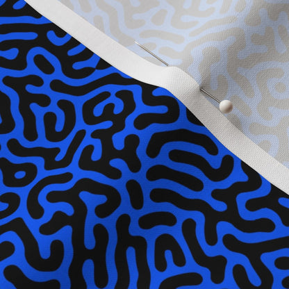Turing Pattern I: Black + Cobalt Printed Fabric by Studio Ten Design