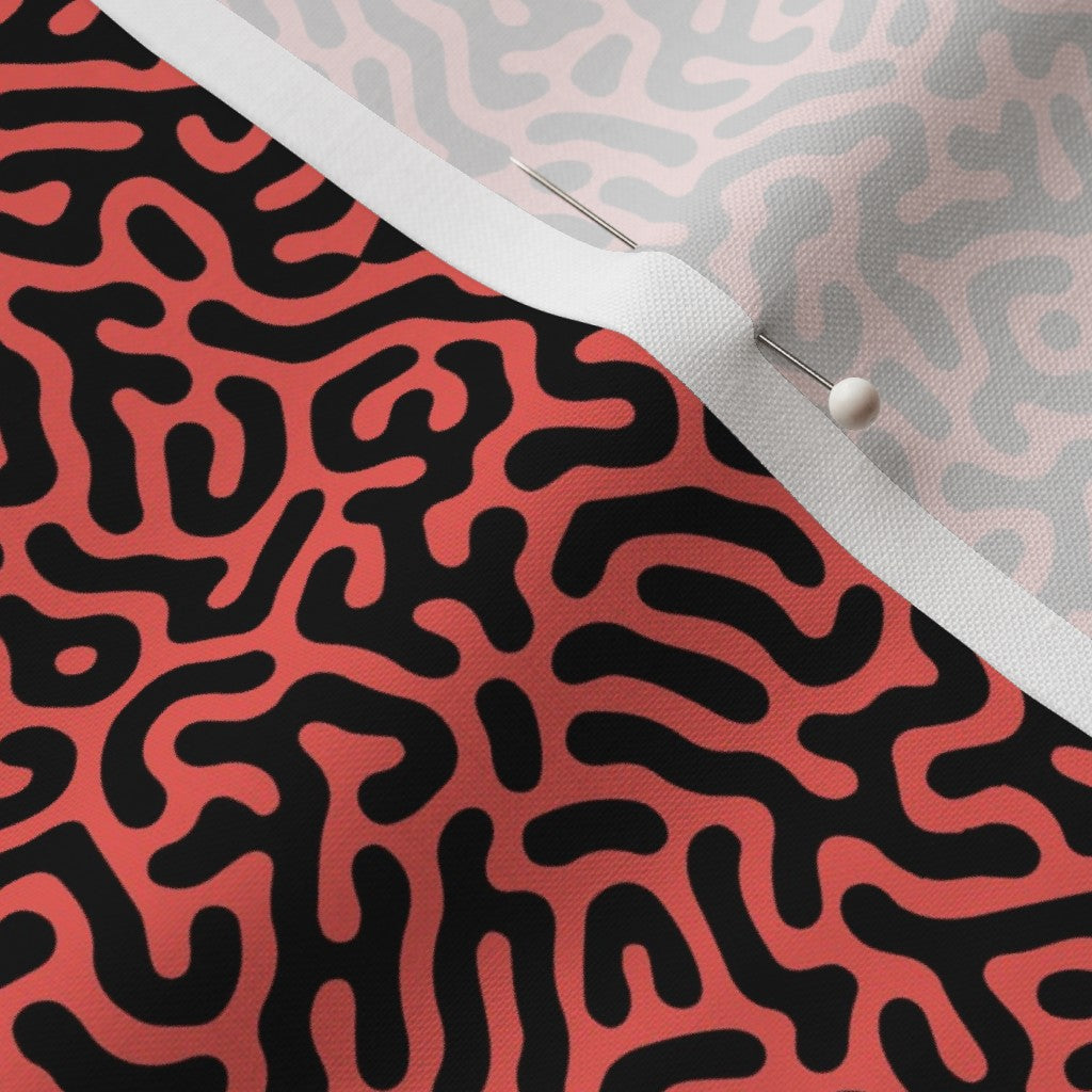 Turing Pattern I: Black + Coral Printed Fabric by Studio Ten Design