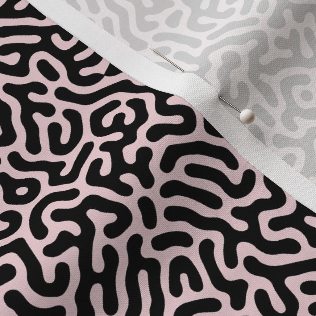Turing Pattern I: Black + Cotton Candy Printed Fabric by Studio Ten Design