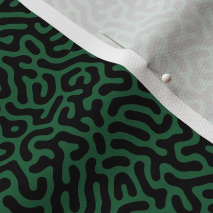 Turing Pattern I: Black + Emerald Printed Fabric by Studio Ten Design