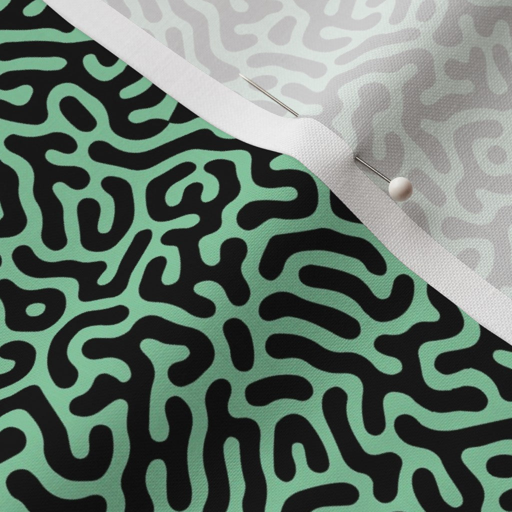 Turing Pattern I: Black + Jade Printed Fabric by Studio Ten Design